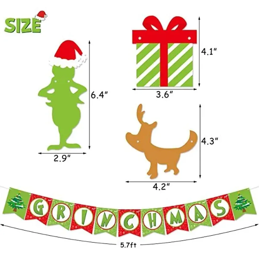 Grinch Themed Christmas Banner | Christmas Decoration