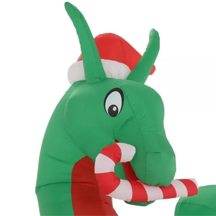 9 Ft Animated Inflatable Kaleidoscope Dragon With Santa Hat