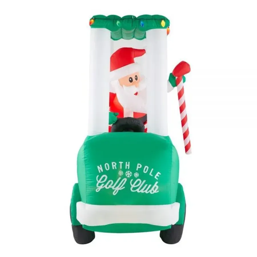 Christmas - 6 Ft Inflatable Santa With Golf Cart Scene