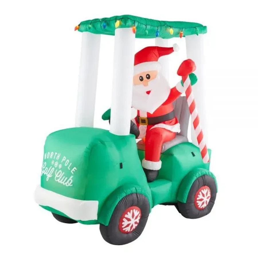 Christmas - 6 Ft Inflatable Santa With Golf Cart Scene