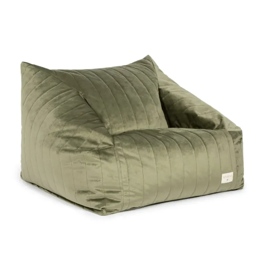 Chelsea Velvet Beanbag in Olive Green