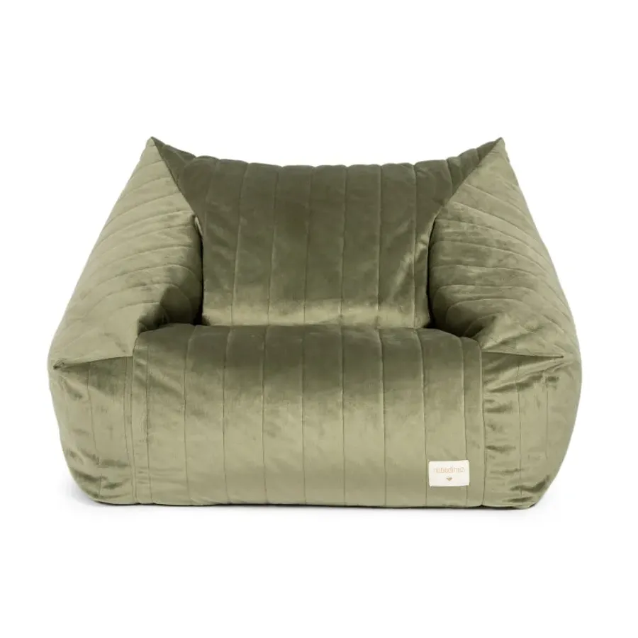 Chelsea Velvet Beanbag in Olive Green