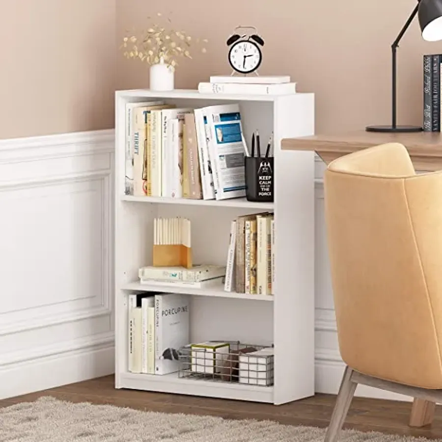 Simple Home 3-Tier Adjustable Shelf Bookcase | White