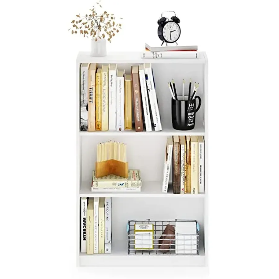 Simple Home 3-Tier Adjustable Shelf Bookcase | White