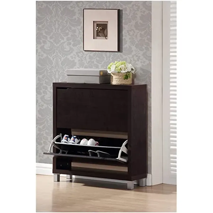 Modern Shoe Cabinet - Dark Brown