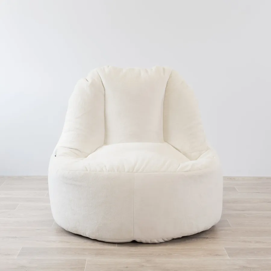 Plush Fur Lounger Bean Bag Chair - Cream