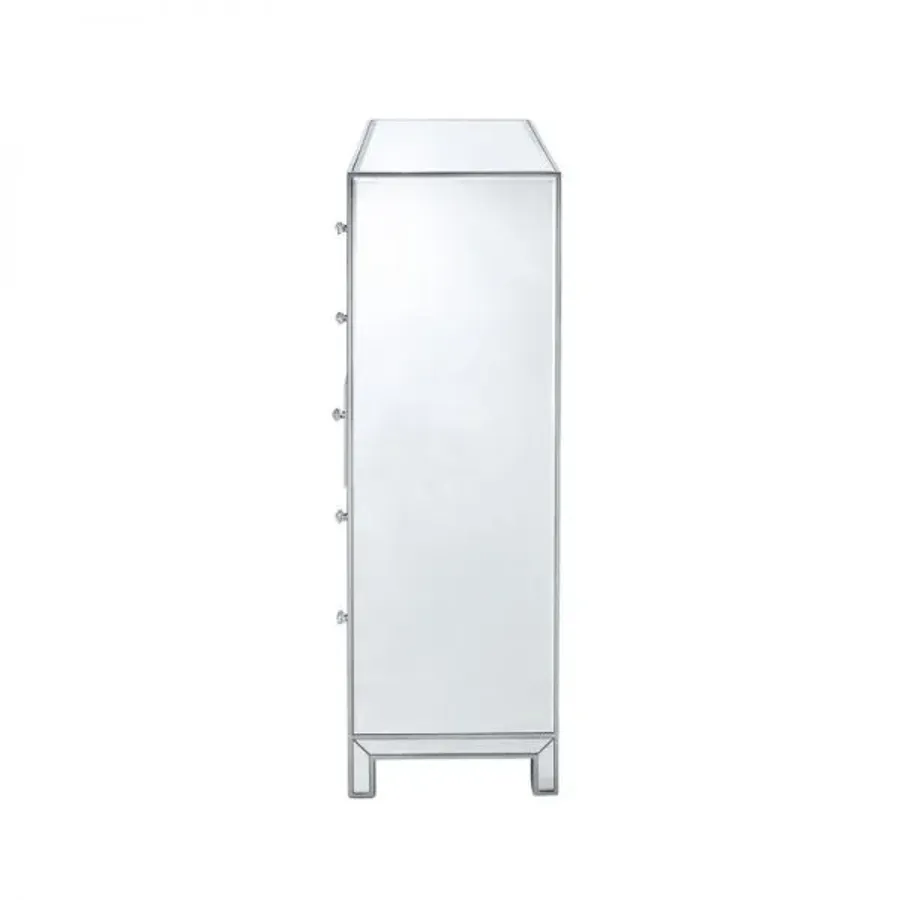 Silver Mirror Tallboy 5 Drawers