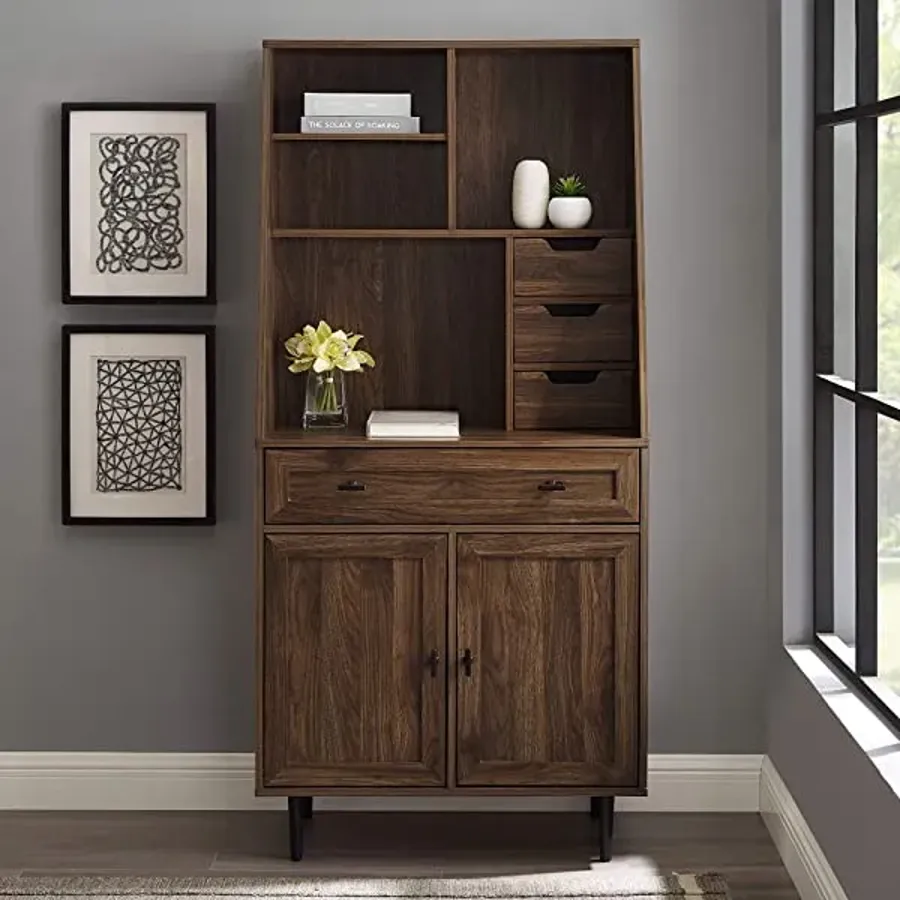 Wood Desk with Keyboard Drawer | Home Office Storage Cabinet