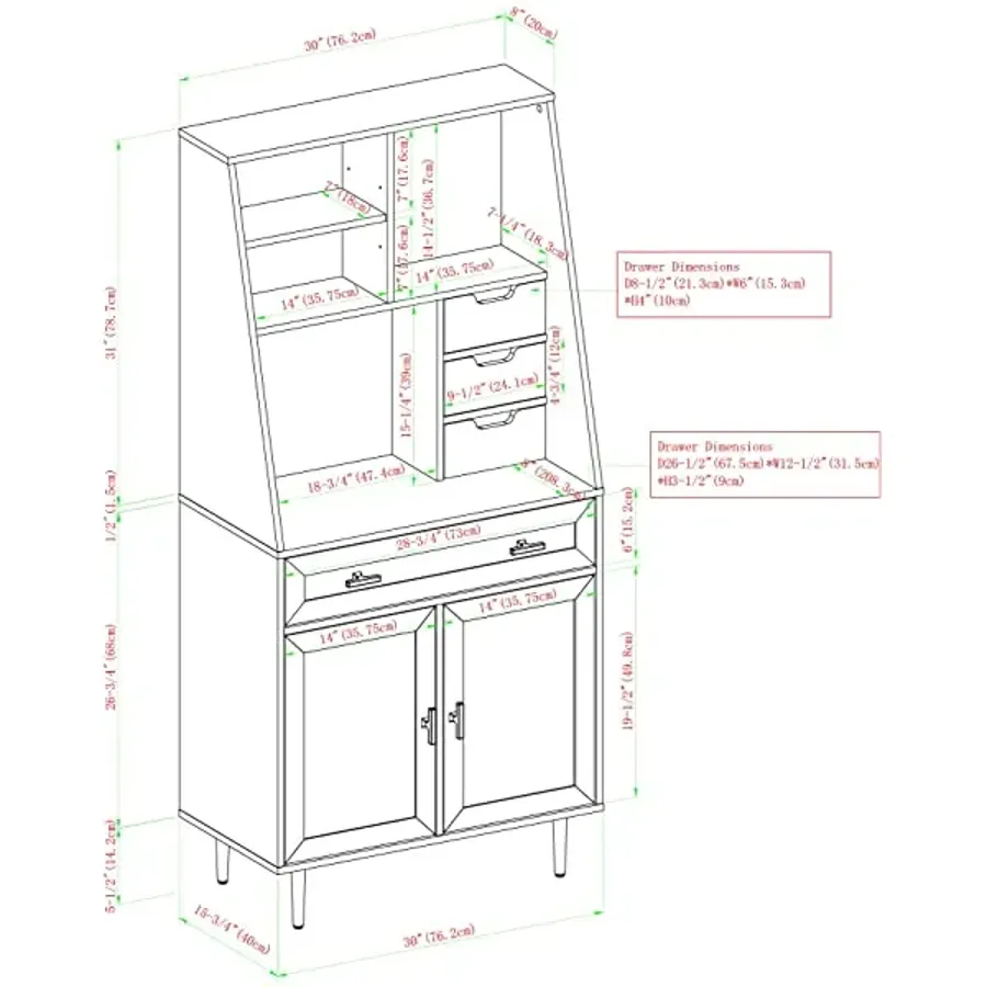 Wood Desk with Keyboard Drawer | Home Office Storage Cabinet