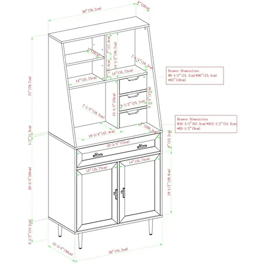 Wood Desk with Keyboard Drawer | Home Office Storage Cabinet