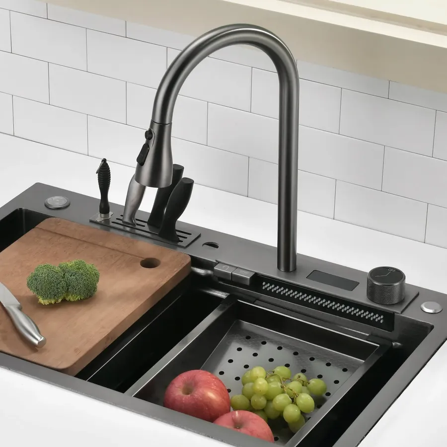 Kitchen Sink Set With Digital Temperature Display & Knife Holder