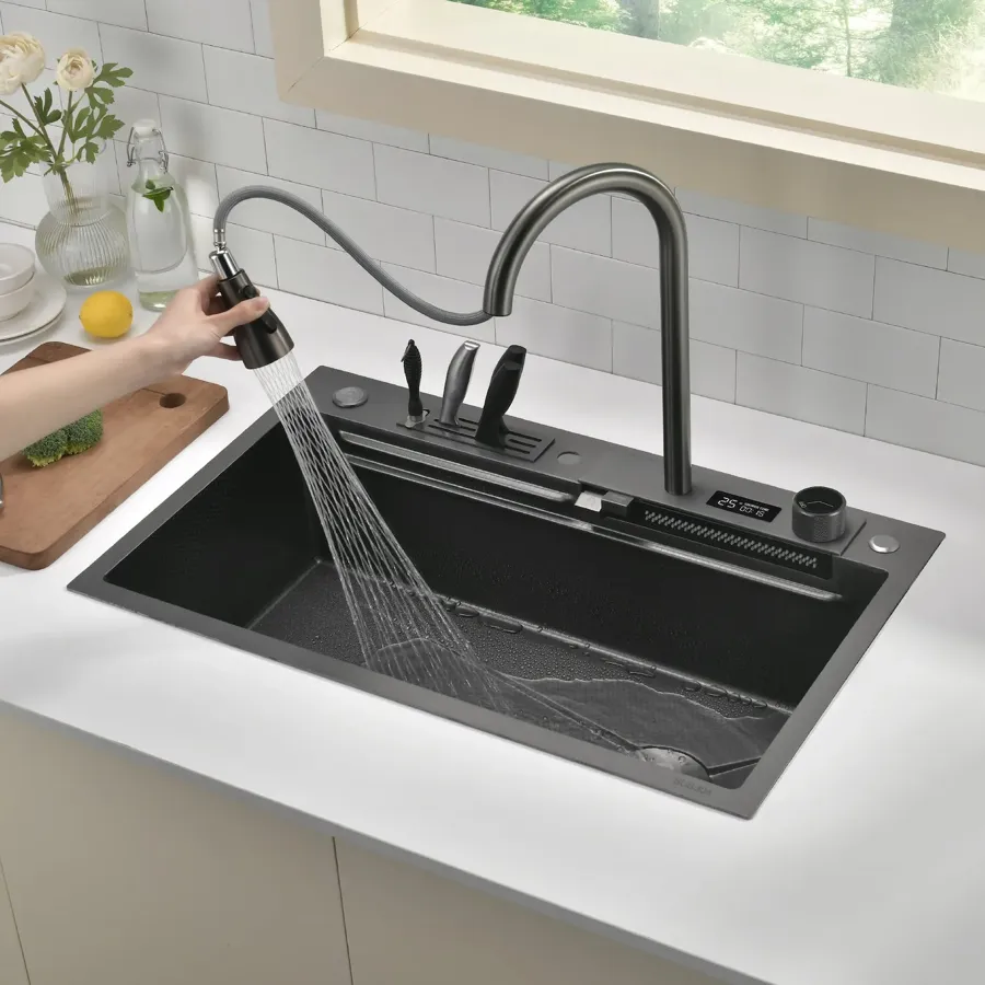 Kitchen Sink Set With Digital Temperature Display & Knife Holder