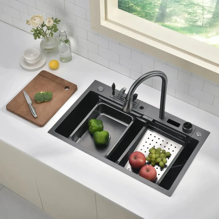 Kitchen Sink Set With Digital Temperature Display & Knife Holder