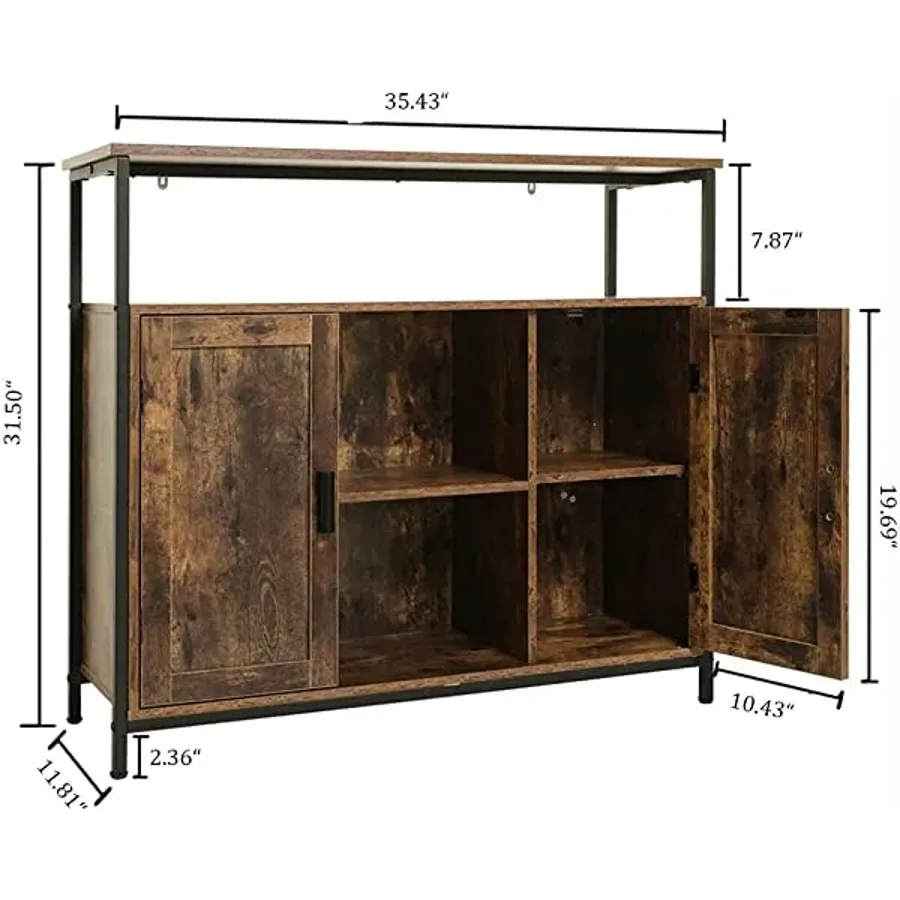 2 Doors | Kitchen Free Standing Cabinet - Rustic Brown