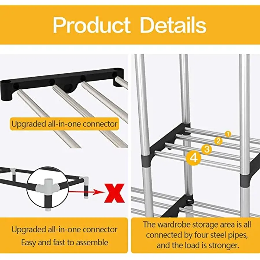 Portable Canvas Wardrobes Closet Clothes Storage Shelves - White