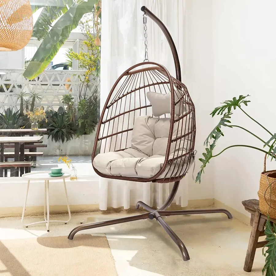 Indoor Outdoor Patio Wicker Hanging Chair Swing Egg Basket Chairs