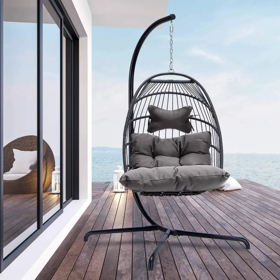 Indoor Outdoor Patio Wicker Hanging Chair Swing Egg Basket Chairs