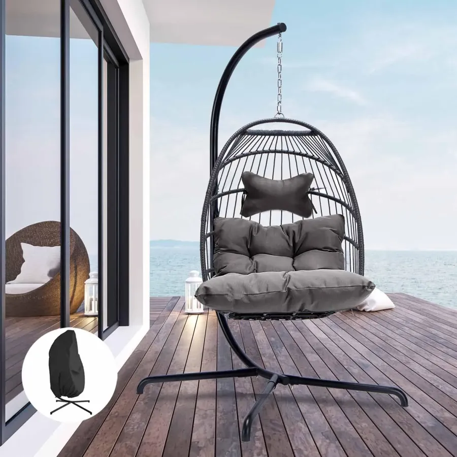 Indoor Outdoor Patio Wicker Hanging Chair Swing Egg Basket Chairs