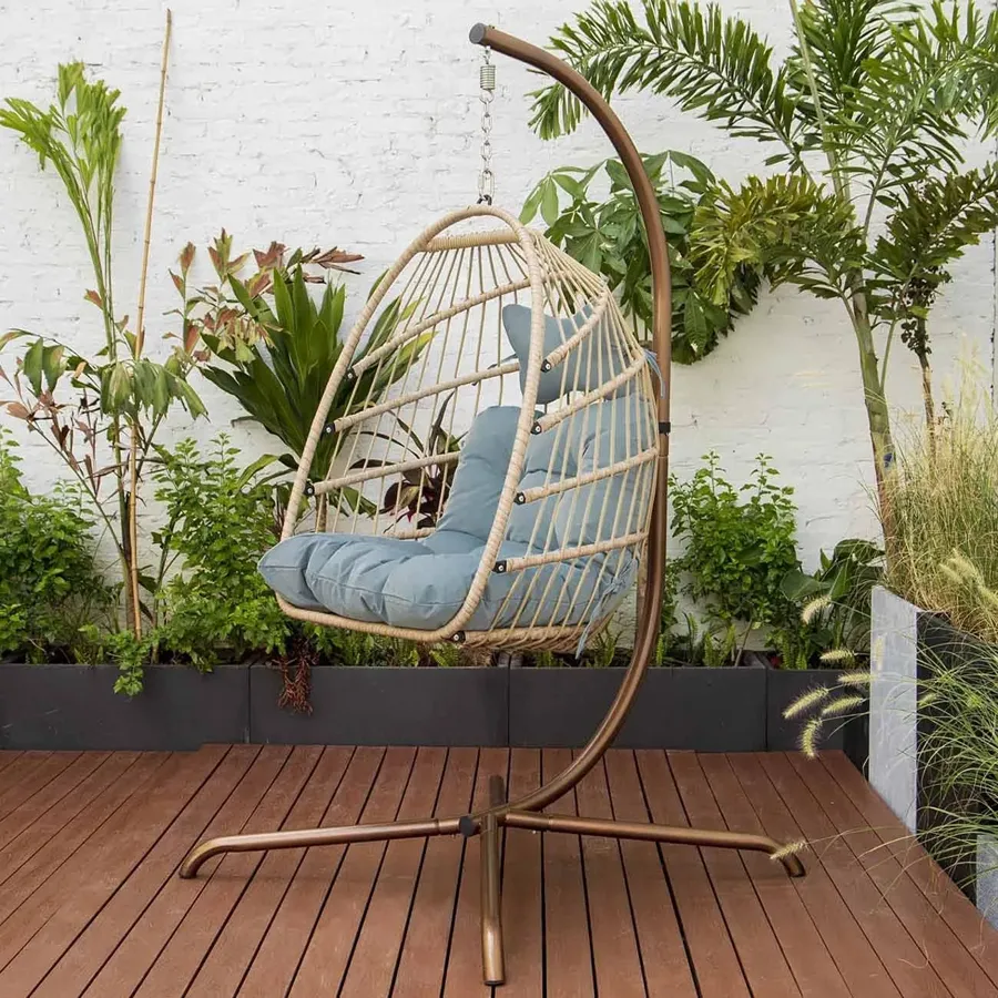 Indoor Outdoor Patio Wicker Hanging Chair Swing Egg Basket Chairs