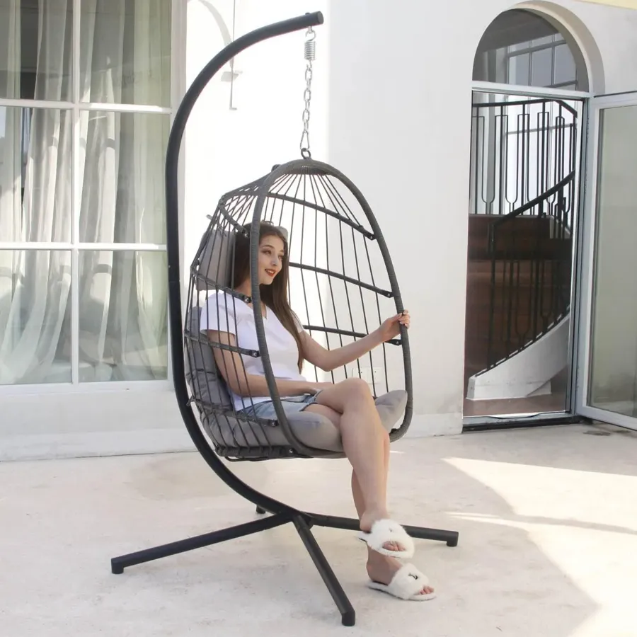 Indoor Outdoor Patio Wicker Hanging Chair Swing Egg Basket Chairs