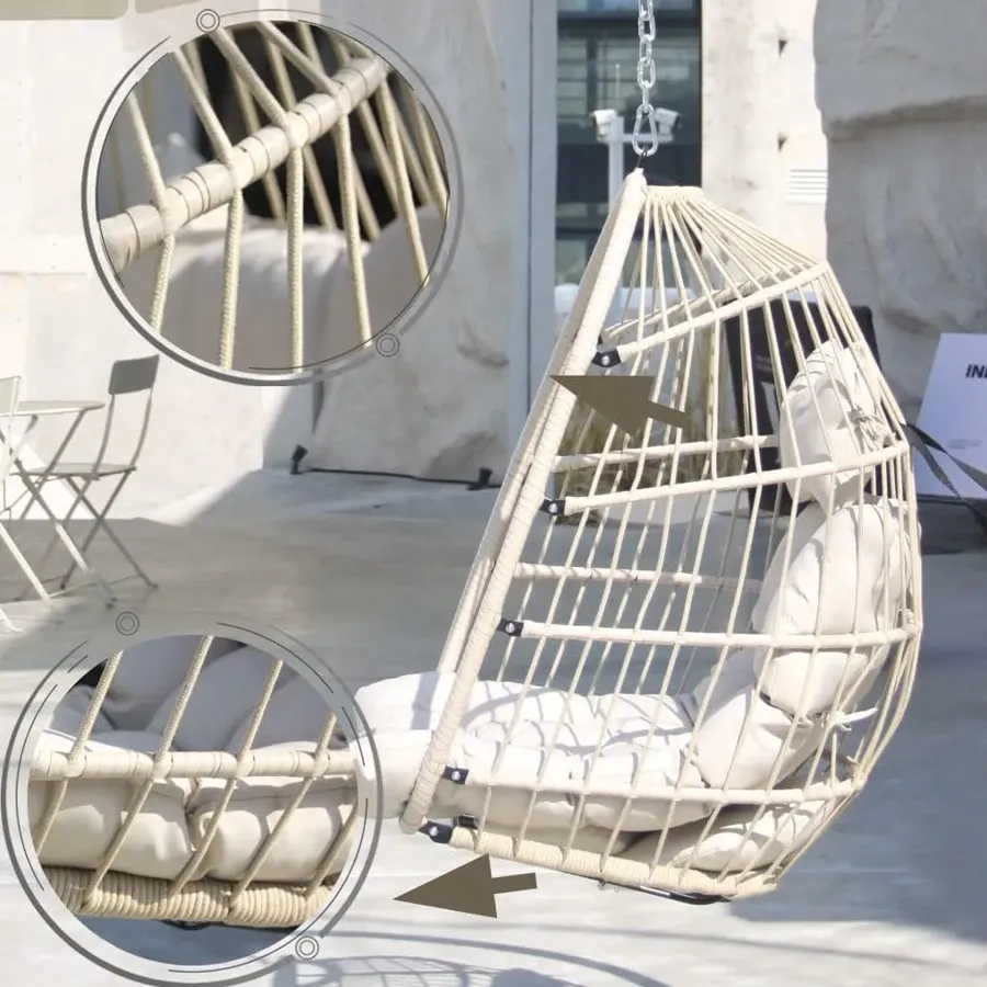 Indoor Outdoor Patio Wicker Hanging Chair Swing Egg Basket Chairs