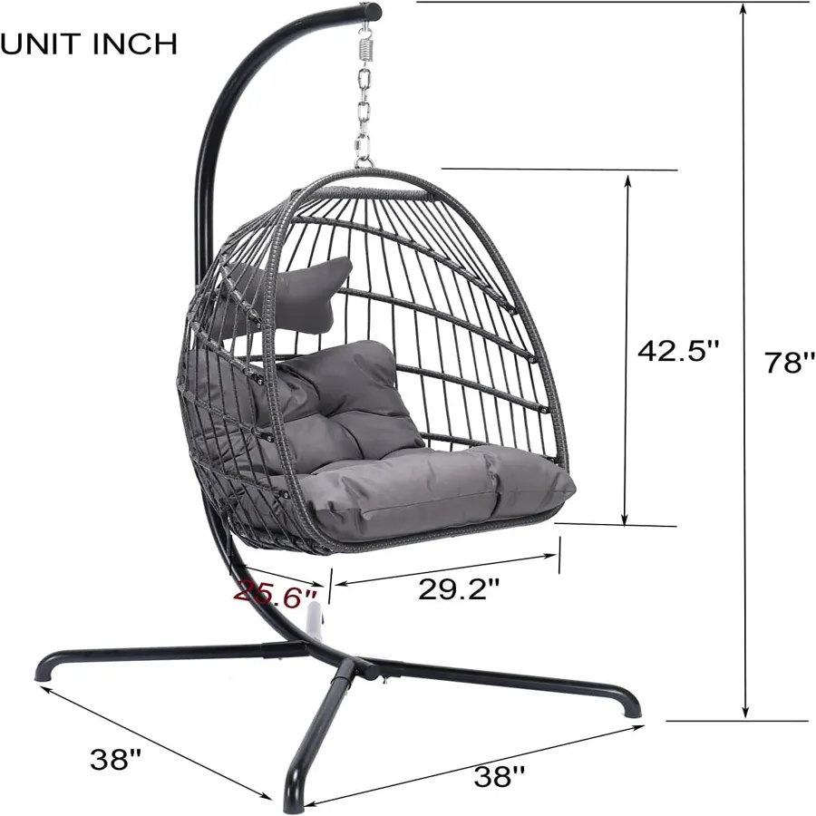 Indoor Outdoor Patio Wicker Hanging Chair Swing Egg Basket Chairs