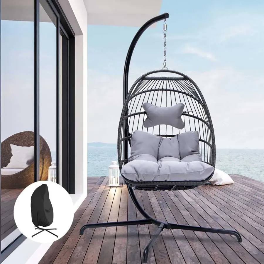 Indoor Outdoor Patio Wicker Hanging Chair Swing Egg Basket Chairs