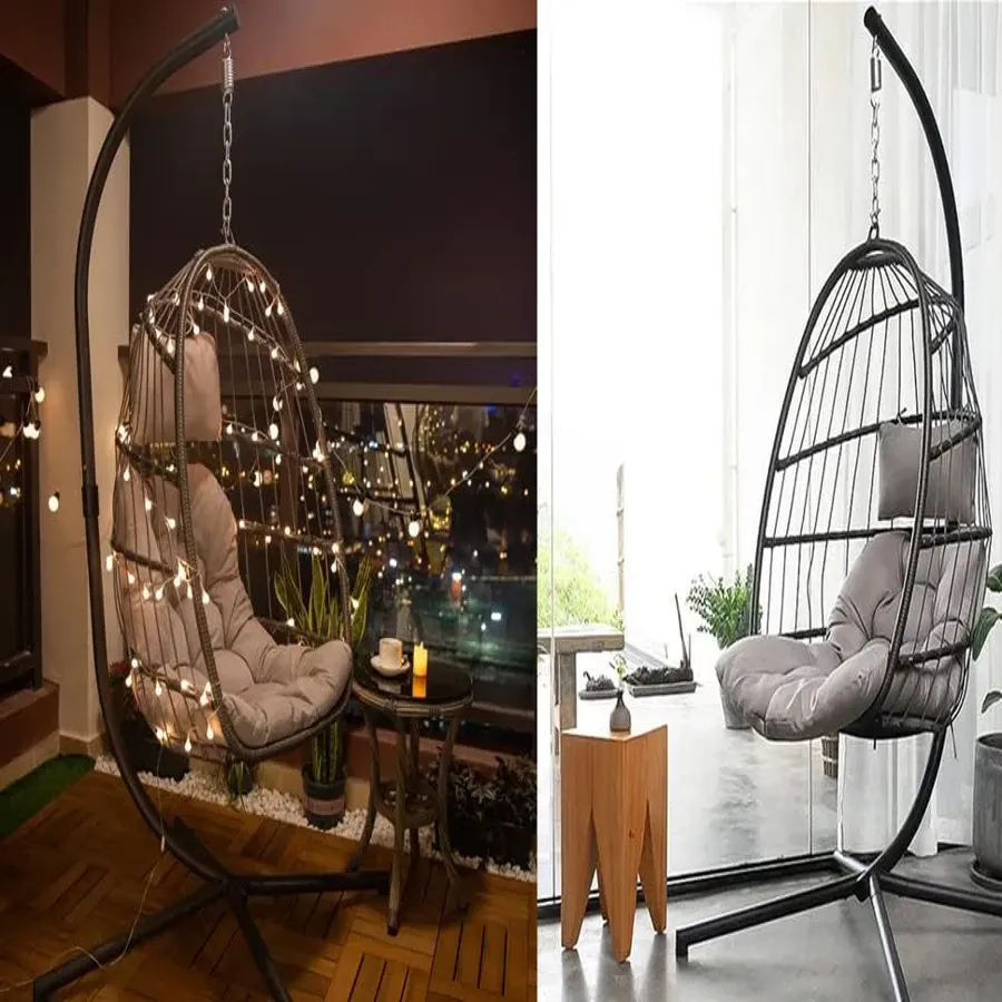 Wicker Hanging Egg Swing Chair with Stand