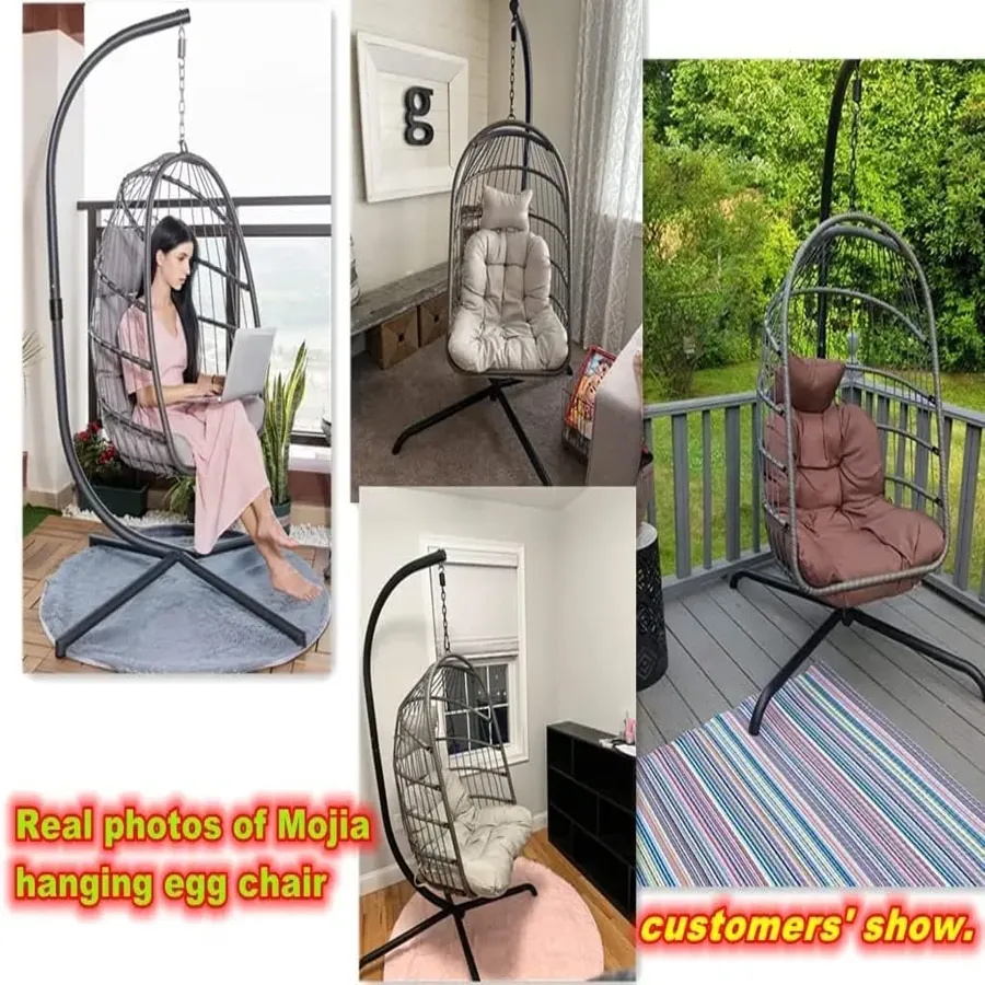 Wicker Hanging Egg Swing Chair with Stand