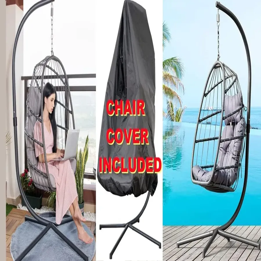 Wicker Hanging Egg Swing Chair with Stand