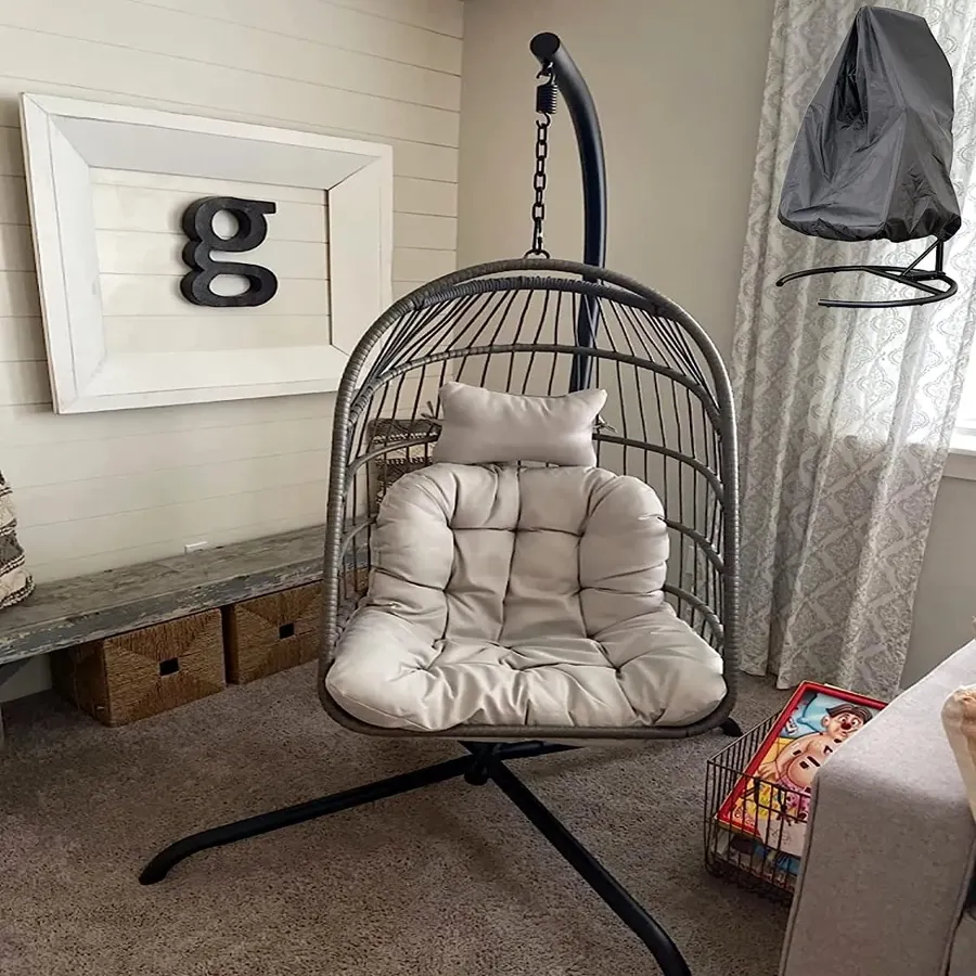 Wicker Hanging Egg Swing Chair with Stand