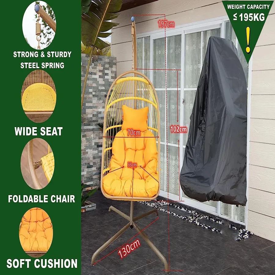 Wicker Hanging Egg Swing Chair with Stand