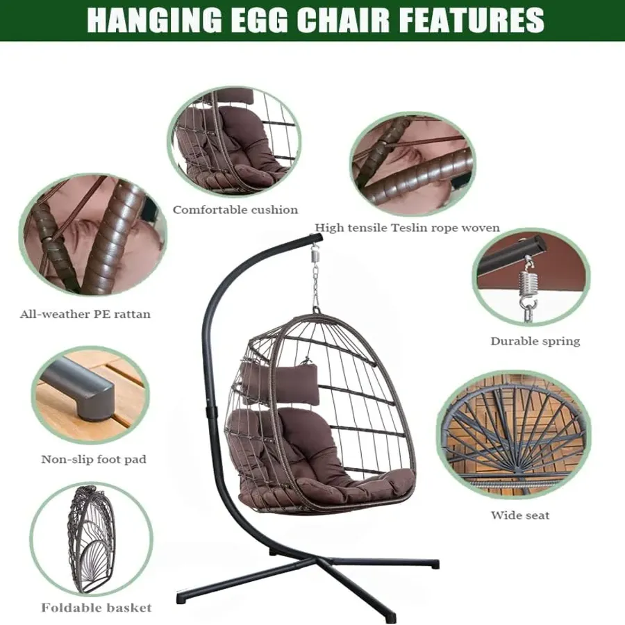 Wicker Hanging Egg Swing Chair with Stand