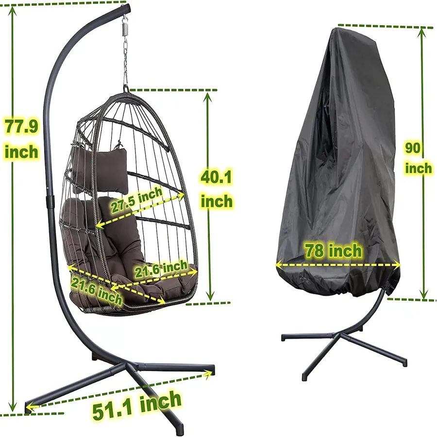 Wicker Hanging Egg Swing Chair with Stand