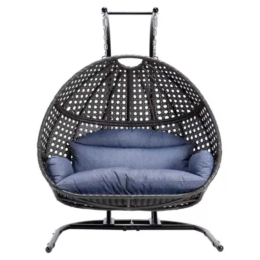 Patio Wicker Swing Chair With Stand Rain Cover Included