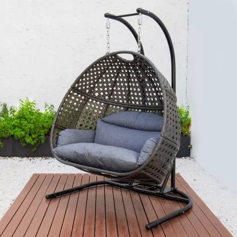 Patio Wicker Swing Chair With Stand Rain Cover Included