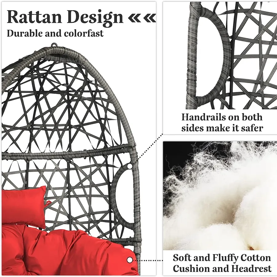 Hanging Chair with Cushion and Pillow