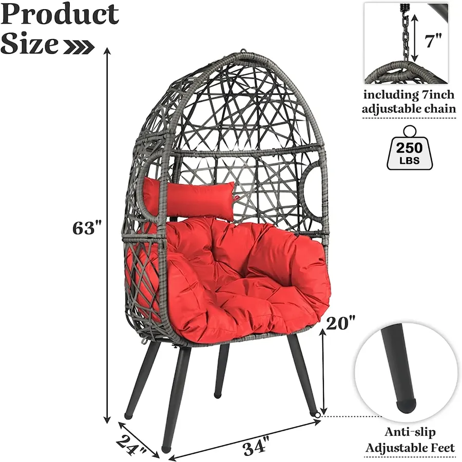 Hanging Chair with Cushion and Pillow