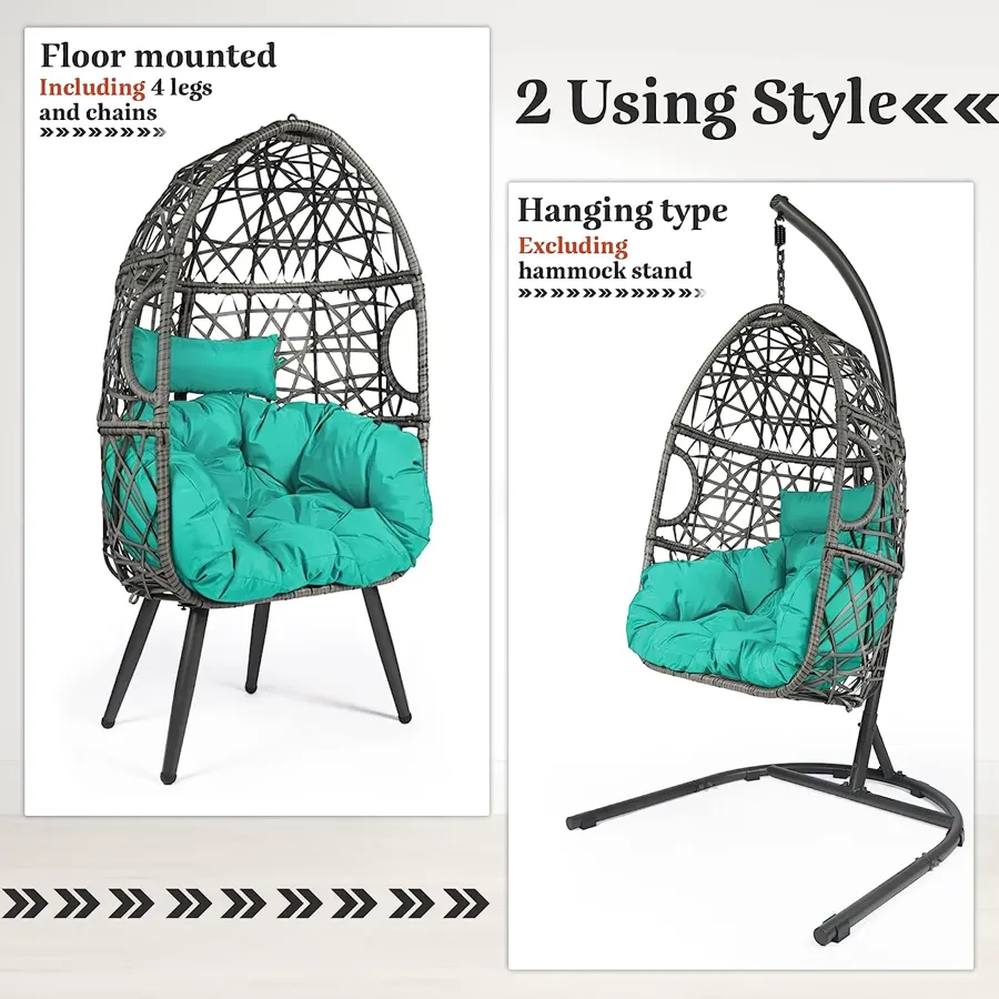 Hanging Chair with Cushion and Pillow