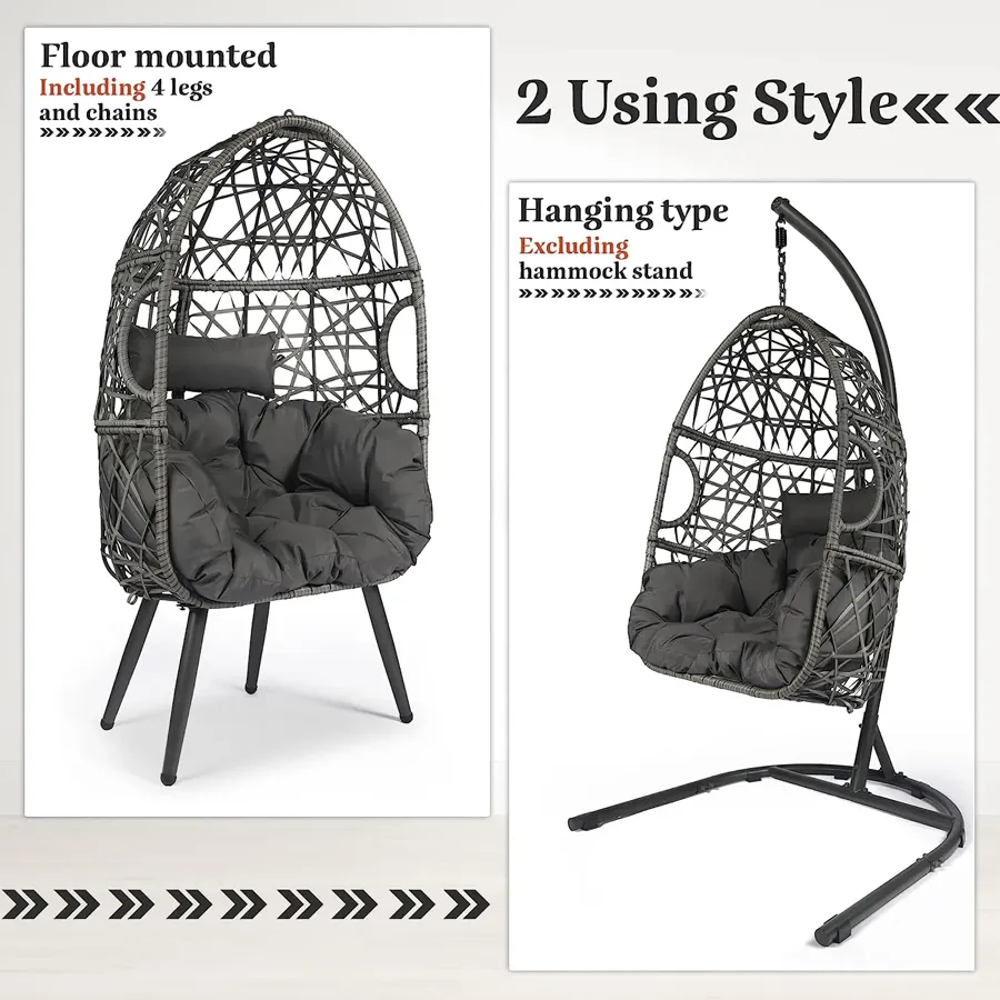 Hanging Chair with Cushion and Pillow