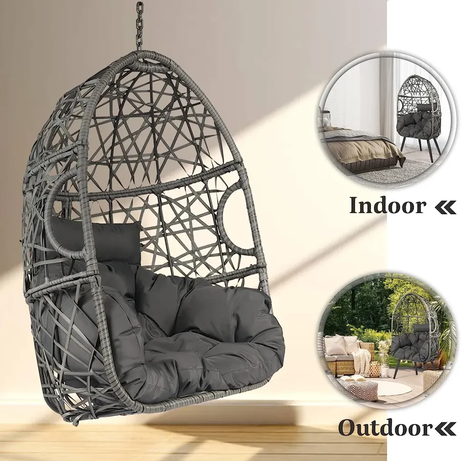 Hanging Chair with Cushion and Pillow