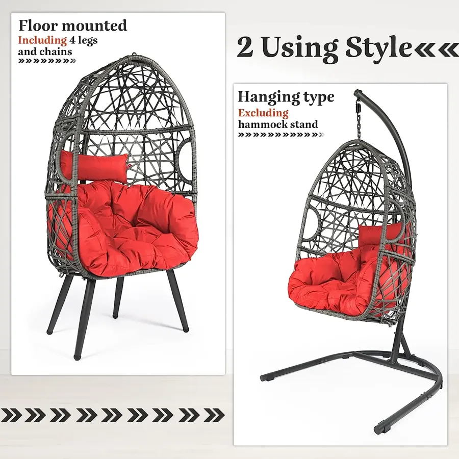 Hanging Chair with Cushion and Pillow