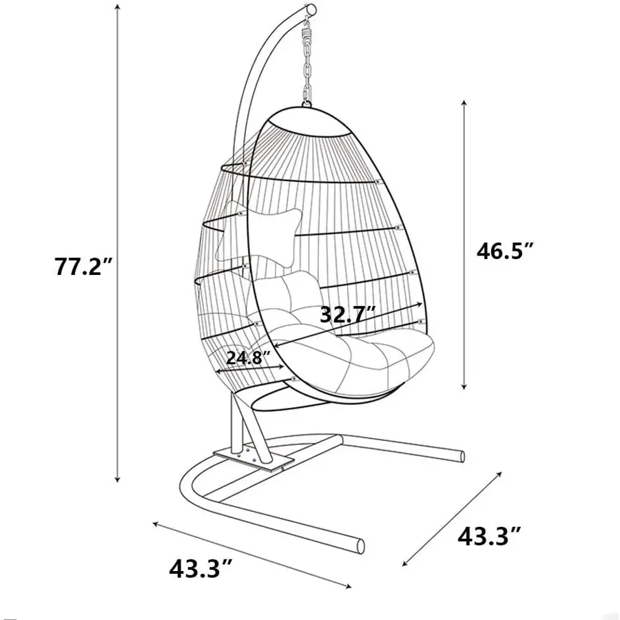 Wicker Rattan Egg Swing Chair with Stand and Cushion