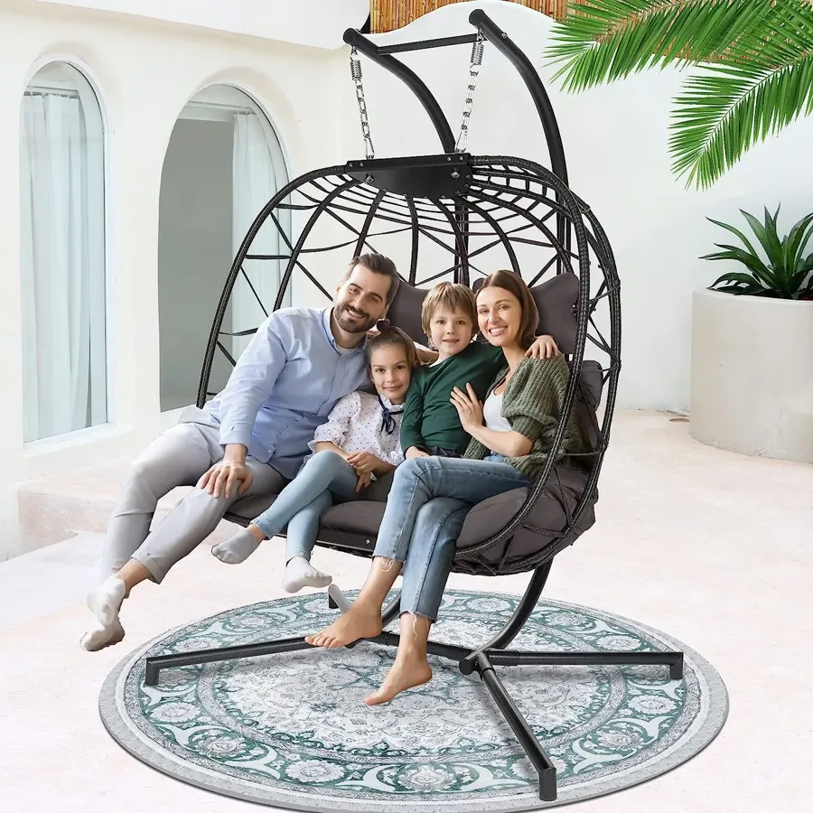 Egg Chair with Stand | Wicker Rattan Patio Basket Hanging Chair