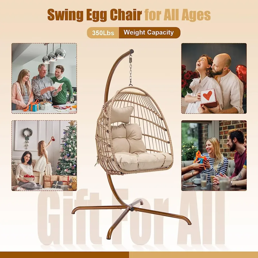 Egg Chair with Stand | Wicker Rattan Patio Basket Hanging Chair