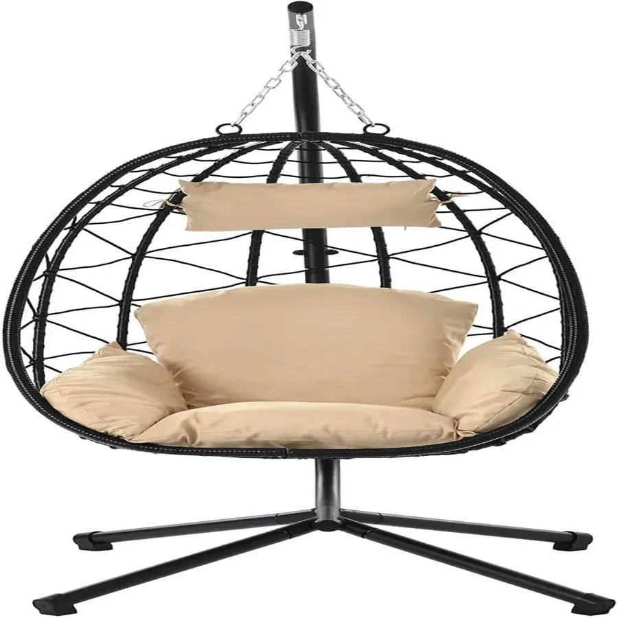 Egg Chair with Stand | Wicker Rattan Patio Basket Hanging Chair