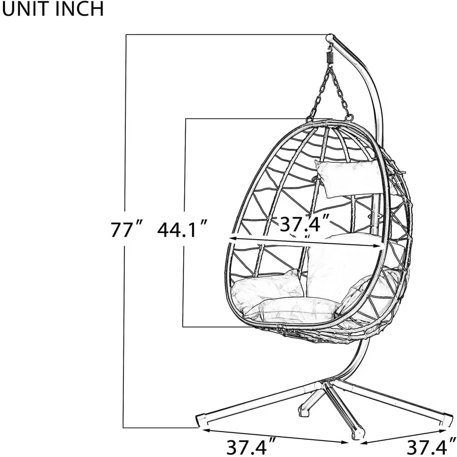 Egg Chair with Stand | Wicker Rattan Patio Basket Hanging Chair