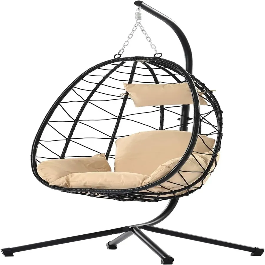 Egg Chair with Stand | Wicker Rattan Patio Basket Hanging Chair