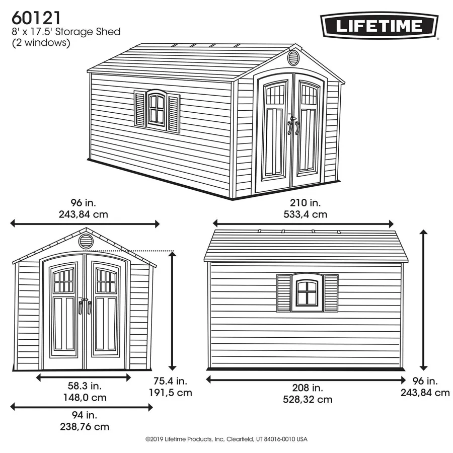 8 ft. W x 17.5 ft. D Plastic Storage Shed