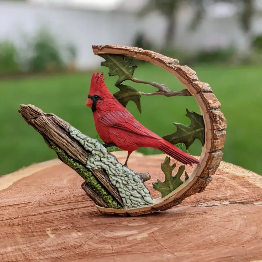 Handmade Carving Cardinal Art Statue